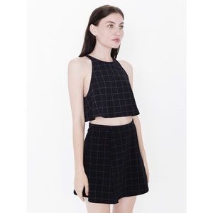 Grid print a-line mini skirt